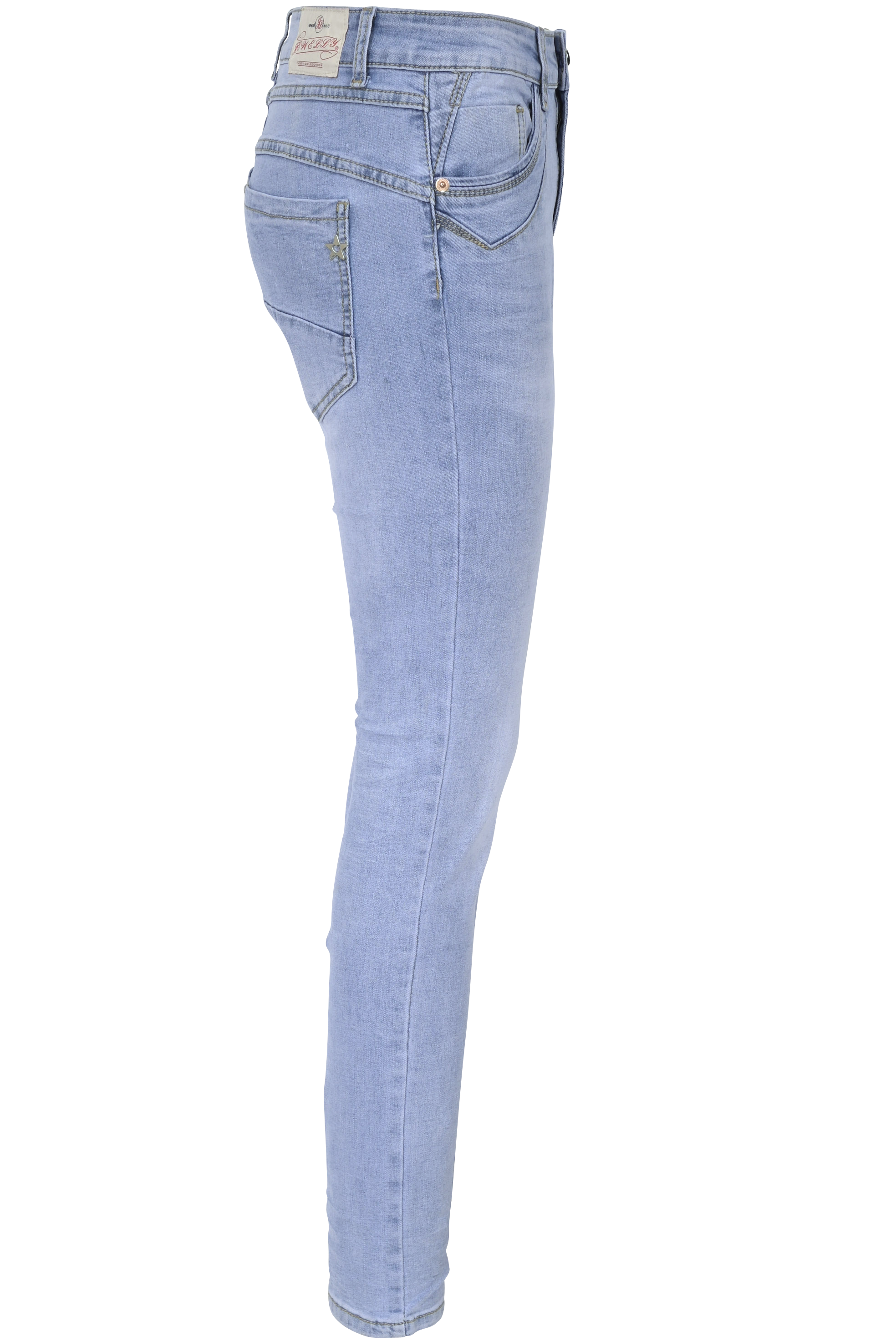 Jewelly Damen Jeans  | Stretch Jeans Five-Pocket im Crash-Look | Boyfriend -Cut - im Crash-Look mit Reißverschluss