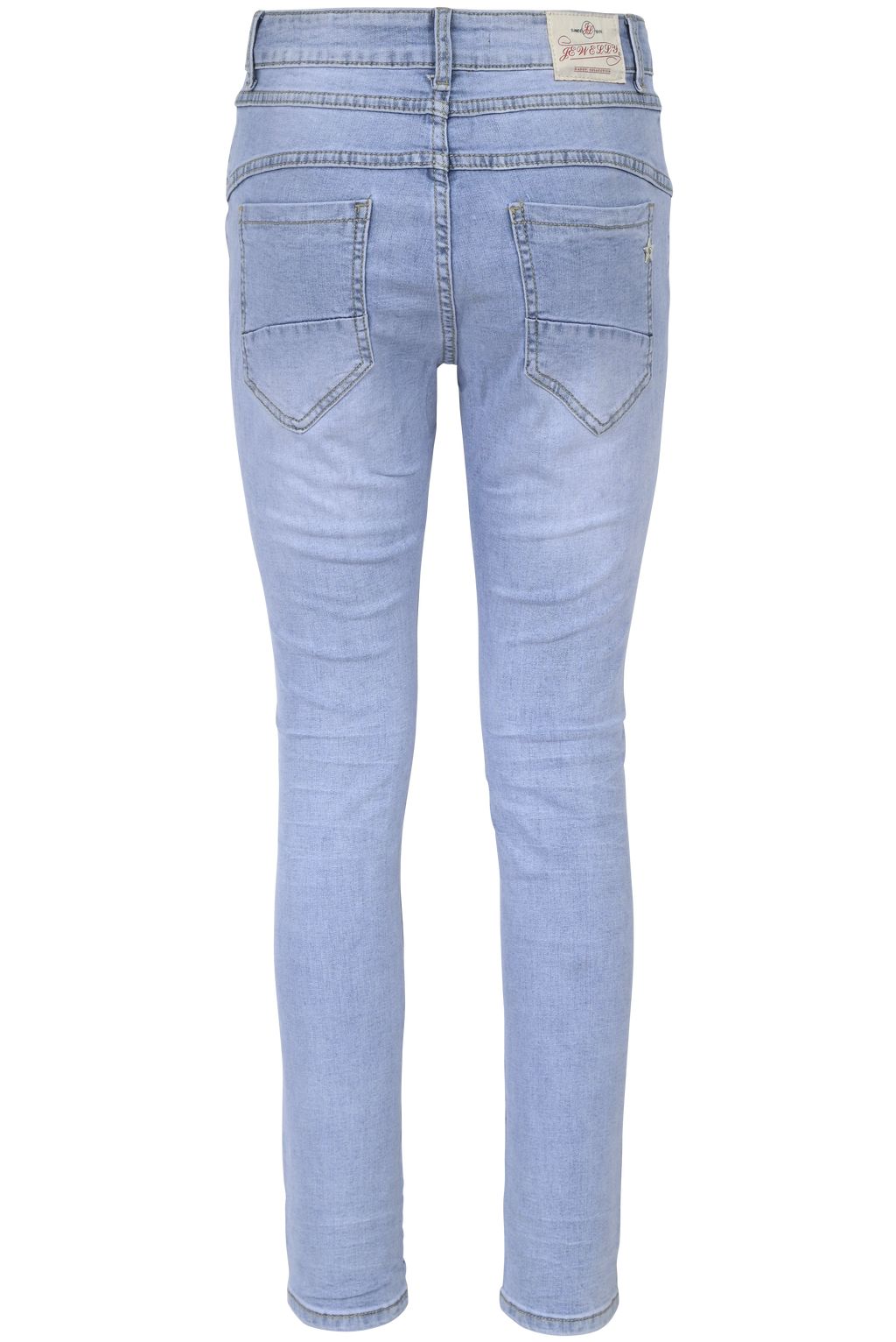 Jewelly Damen Jeans  | Stretch Jeans Five-Pocket im Crash-Look | Boyfriend -Cut - im Crash-Look mit Reißverschluss