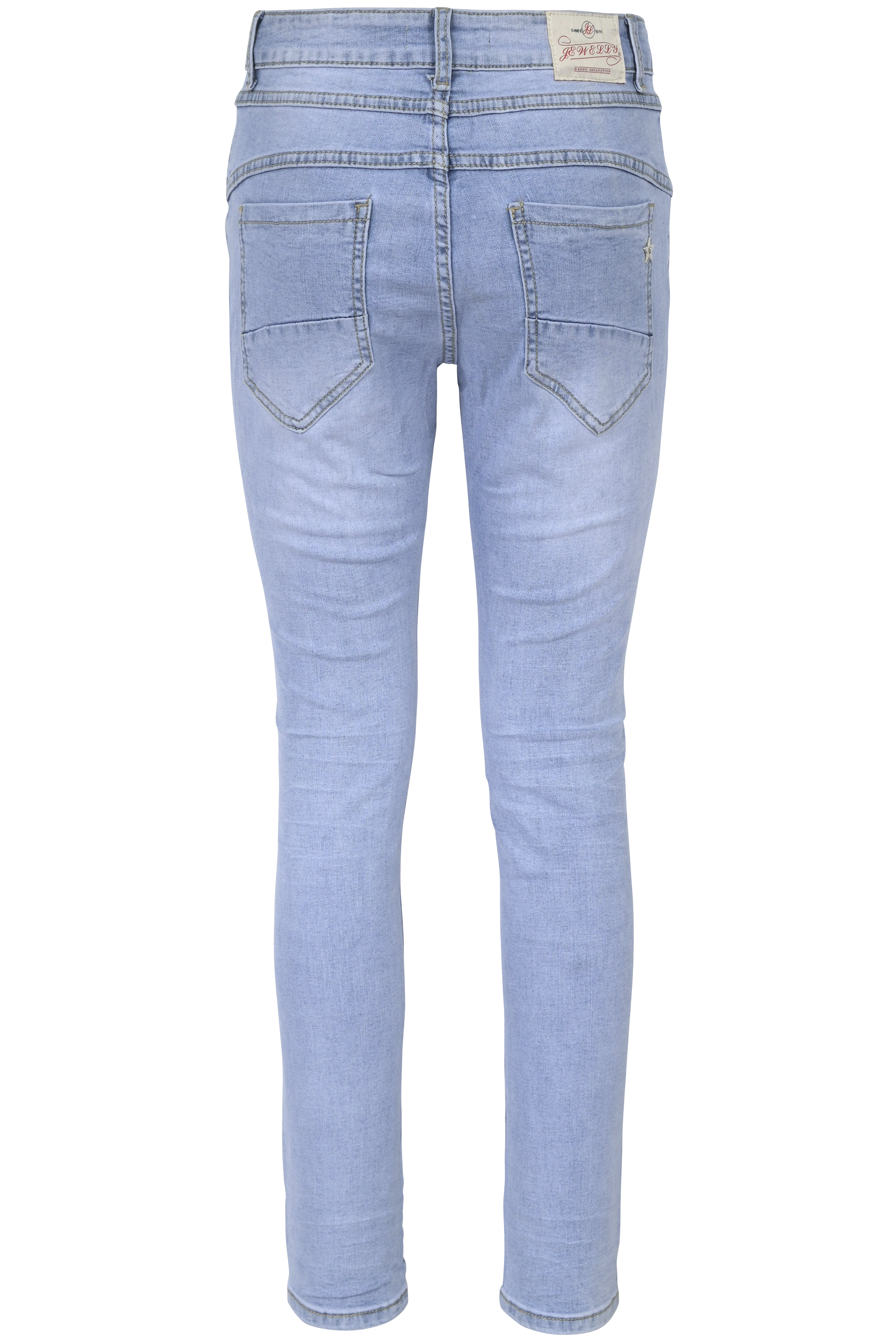 Jewelly Damen Jeans  | Stretch Jeans Five-Pocket im Crash-Look | Boyfriend -Cut - im Crash-Look mit Reißverschluss