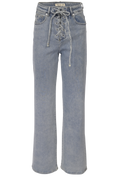 Light Blue Straight-Leg Jeans mit Schnürung – High Waist Fit