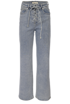 Light Blue Straight-Leg Jeans mit Schnürung – High Waist Fit