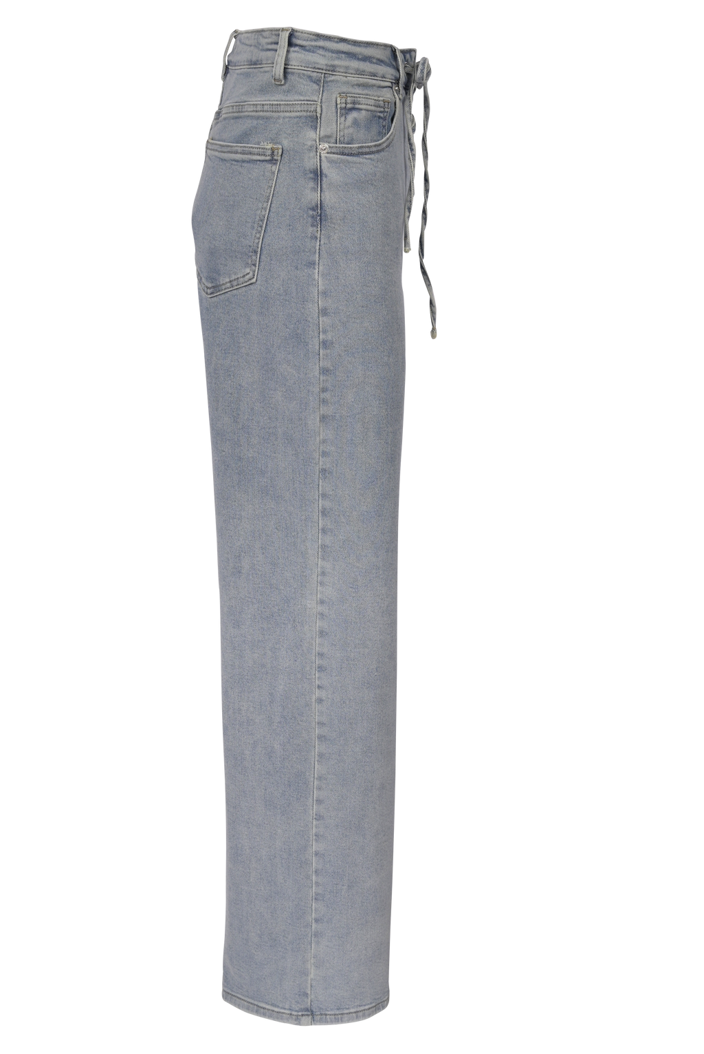 Light Blue Straight-Leg Jeans mit Schnürung – High Waist Fit