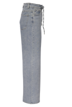 Light Blue Straight-Leg Jeans mit Schnürung – High Waist Fit