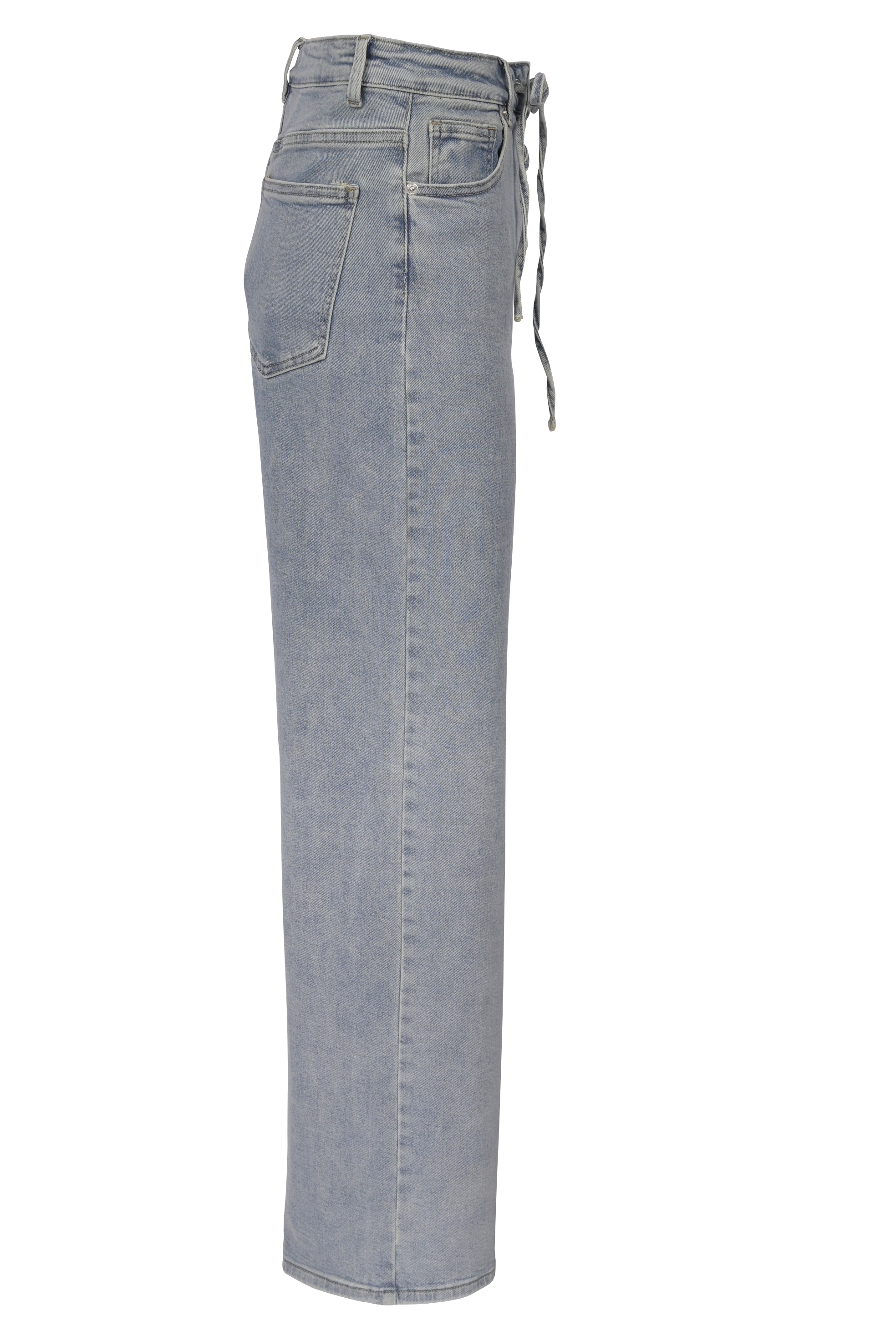 Light Blue Straight-Leg Jeans mit Schnürung – High Waist Fit