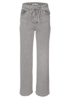 Grey Straight-Leg Jeans mit Schnürung – High Waist Fit