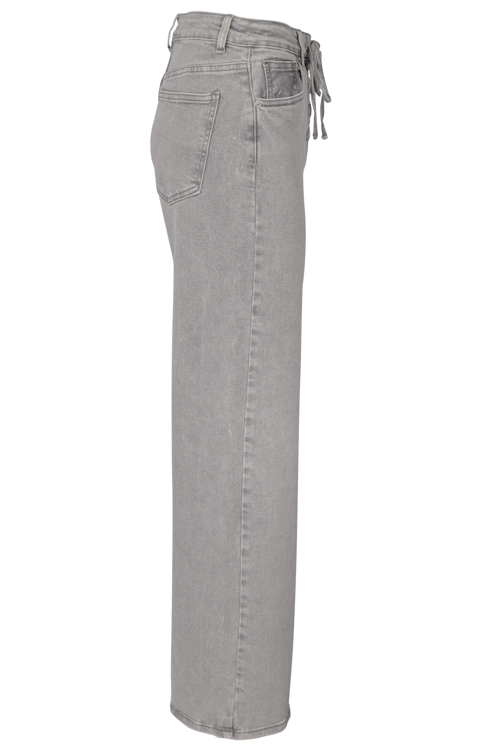 Grey Straight-Leg Jeans mit Schnürung – High Waist Fit