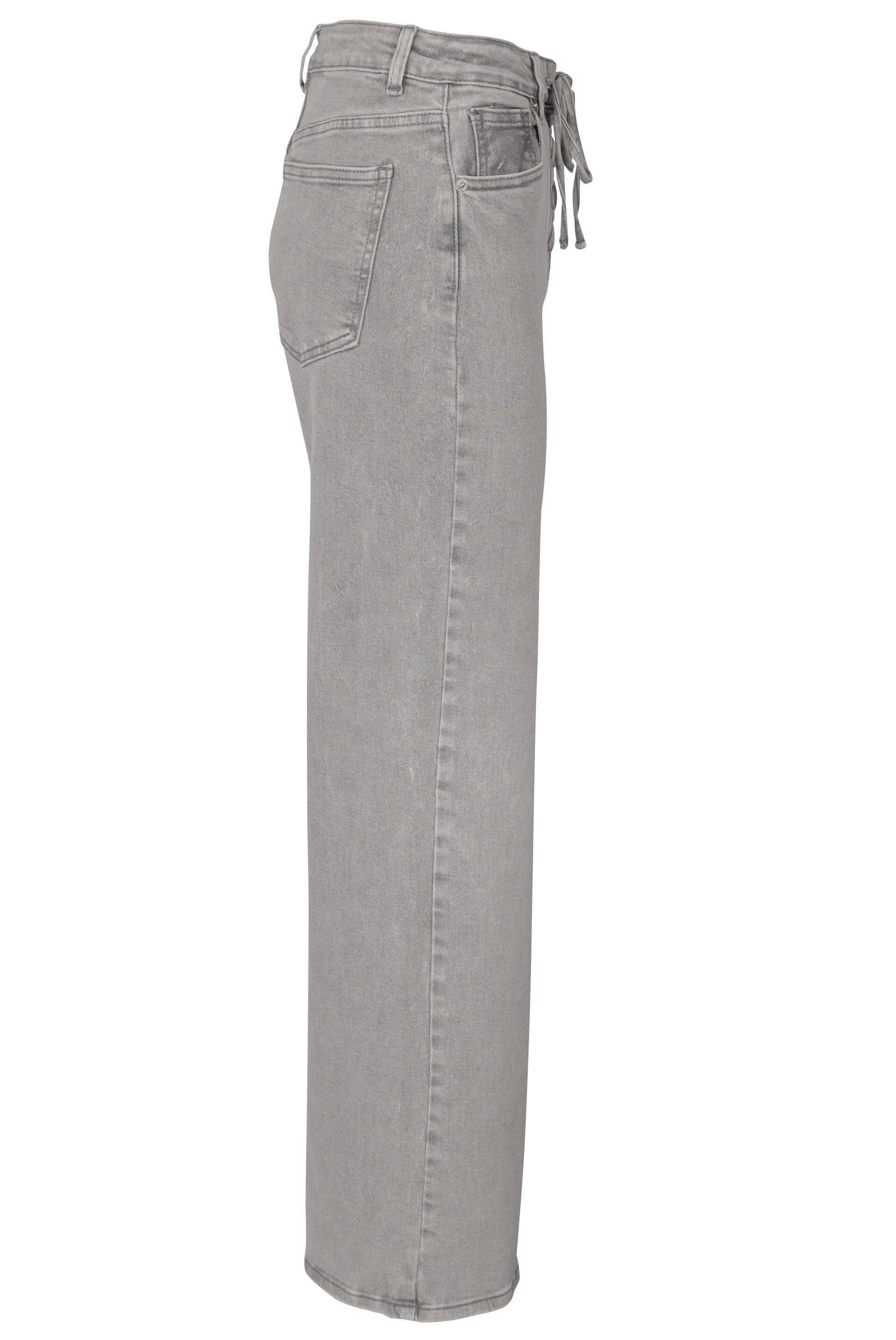 Grey Straight-Leg Jeans mit Schnürung – High Waist Fit