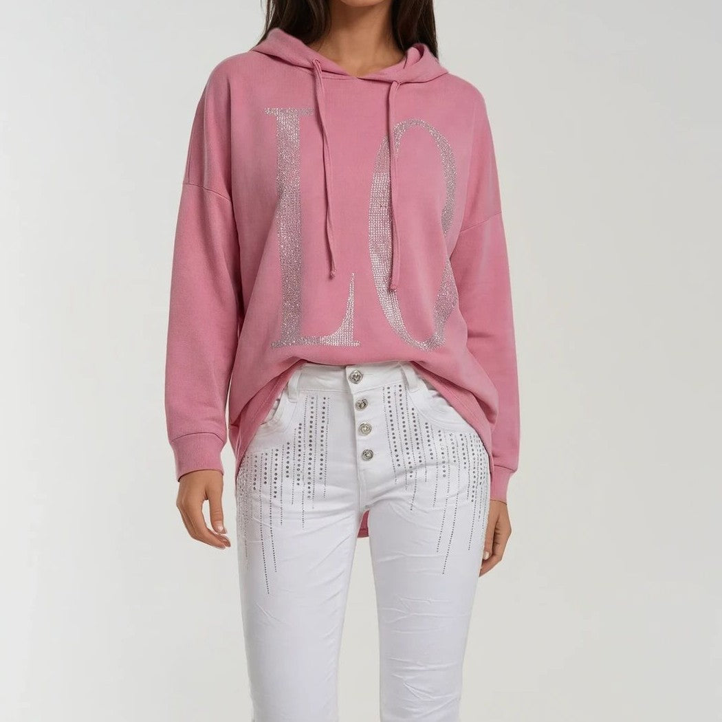 Hoodie mit Strass-Print „LOVE“ – Casual Glam Fit