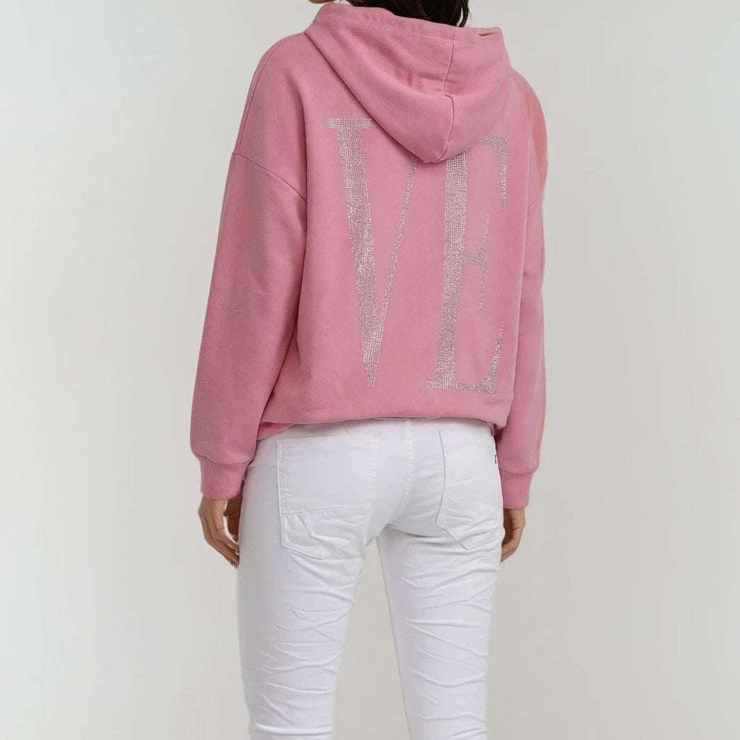Hoodie mit Strass-Print „LOVE“ – Casual Glam Fit
