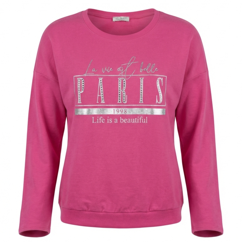Sweatshirt „PARIS“ mit Strass-Detail – Casual Chic Fit