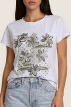 T-Shirt mit floralem Print & Glitzerdetails