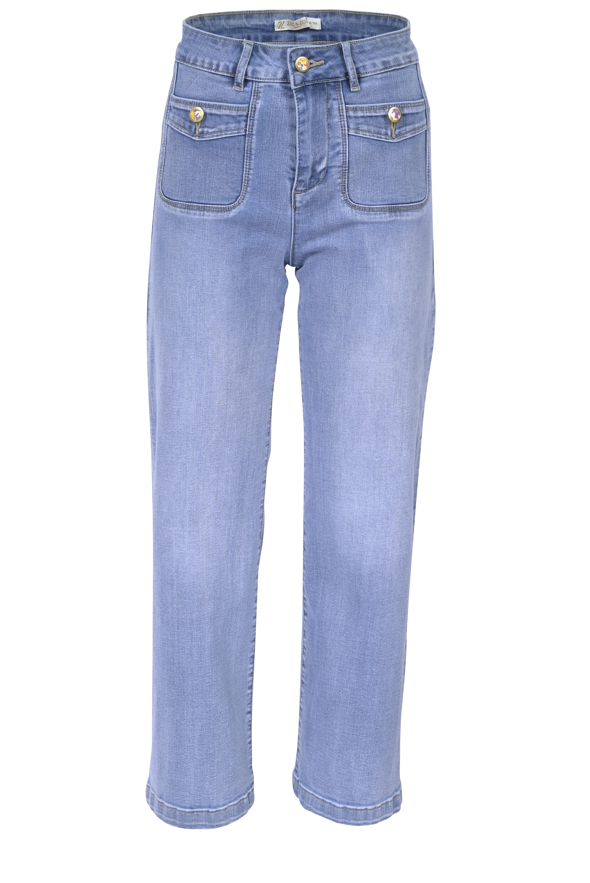 High-Waist Straight Fit Jeans mit Fronttaschen