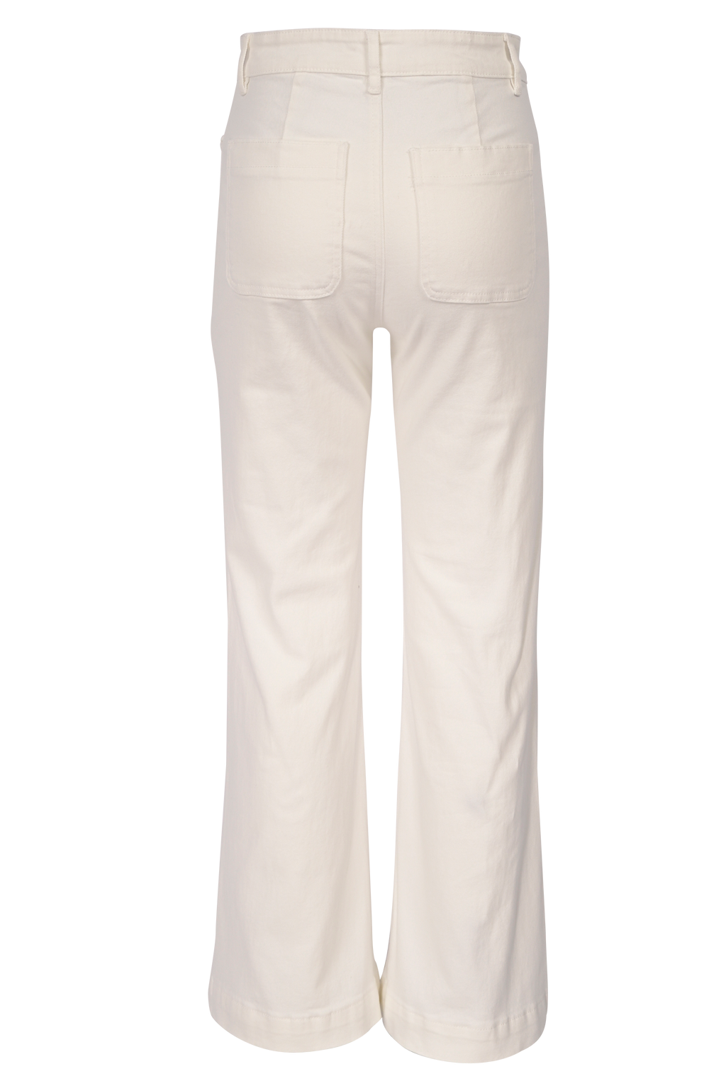 Weiße Bootcut-Jeans mit geflochtenen Taschen – High Waist Fit