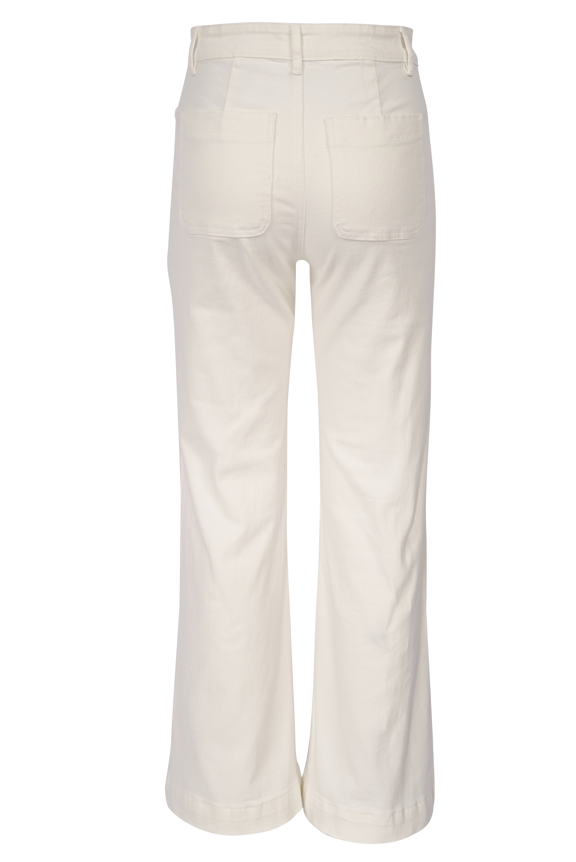 Weiße Bootcut-Jeans mit geflochtenen Taschen – High Waist Fit
