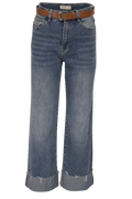 Blue Straight-Leg Jeans mit Umschlag & Gürtel – High Waist Fit
