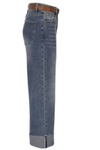 Blue Straight-Leg Jeans mit Umschlag & Gürtel – High Waist Fit