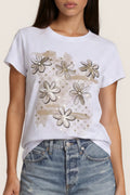 T-Shirt mit floralem Print & Glitzerdetails