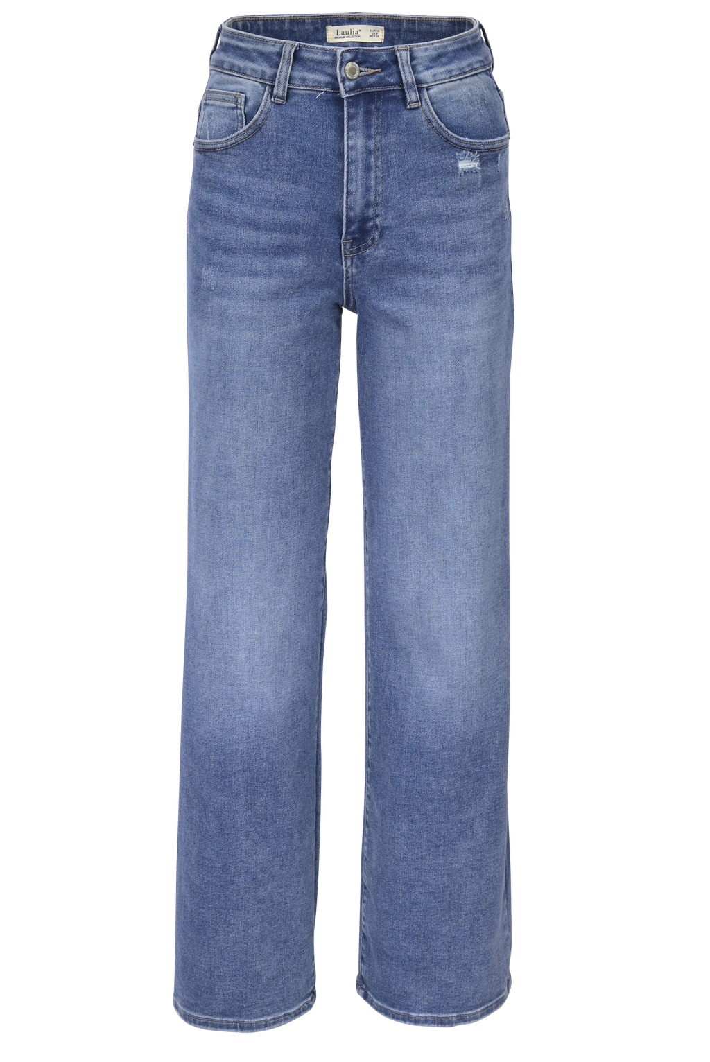 Blue Straight-Leg Jeans – High Waist Fit