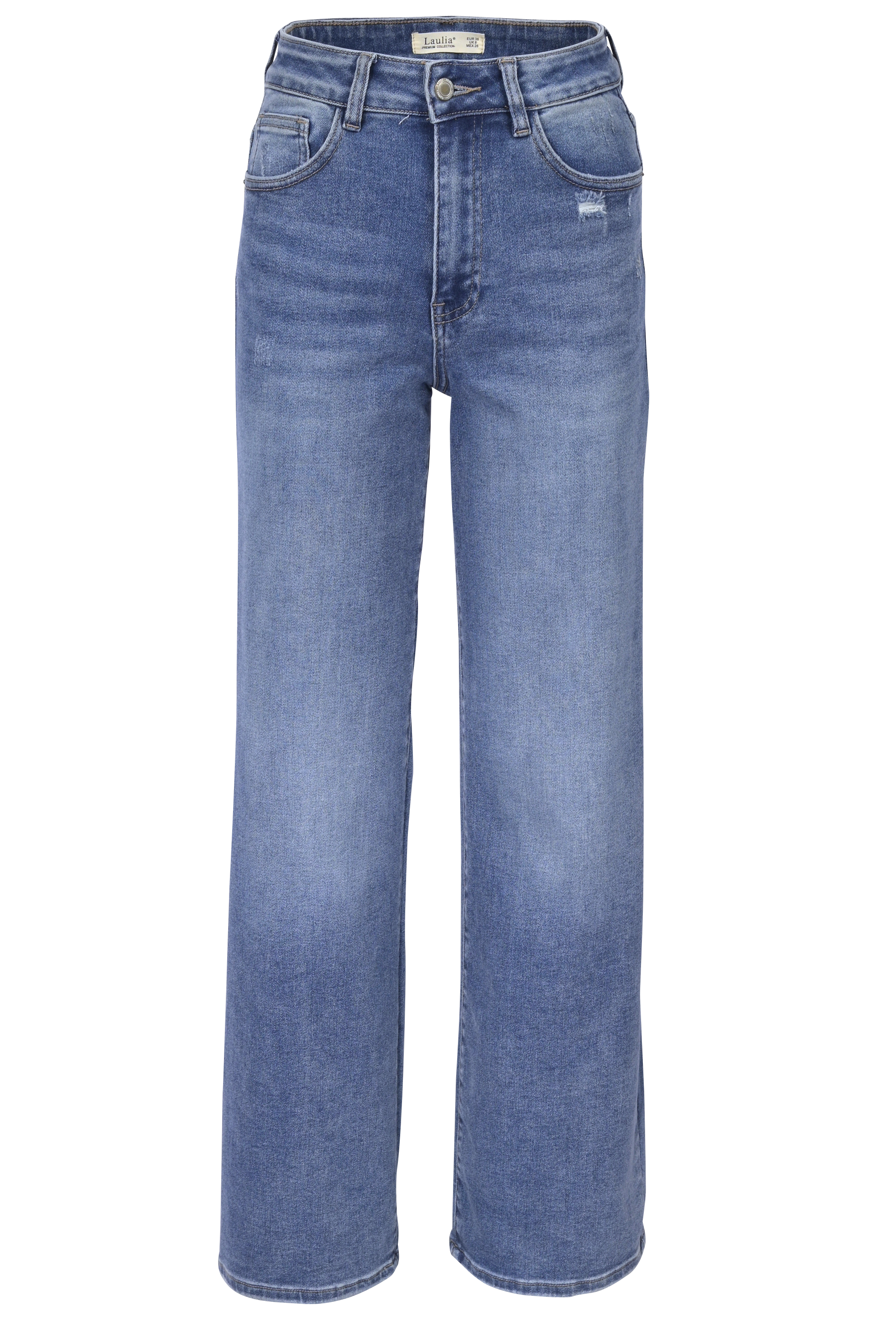 Blue Straight-Leg Jeans – High Waist Fit