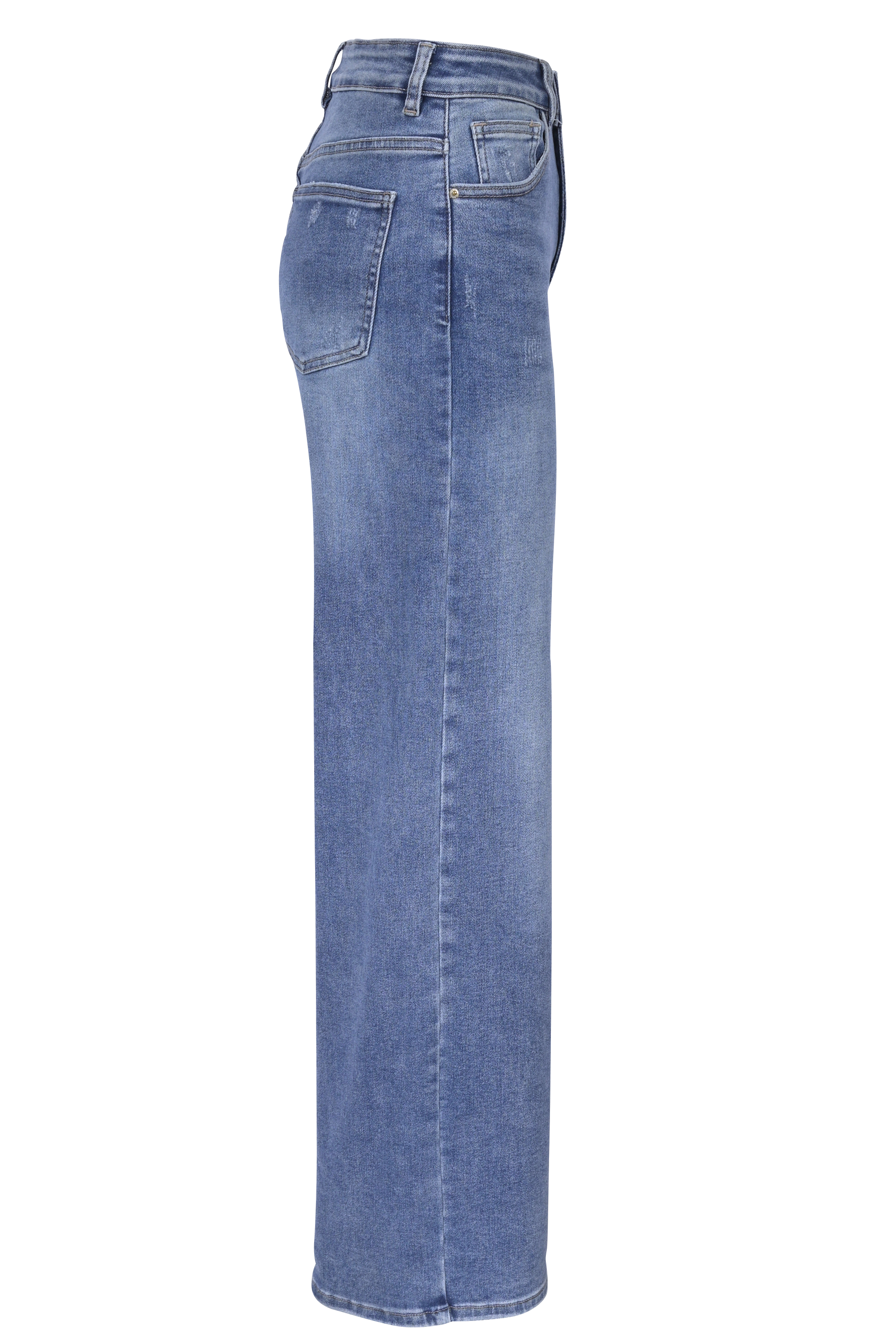 Blue Straight-Leg Jeans – High Waist Fit