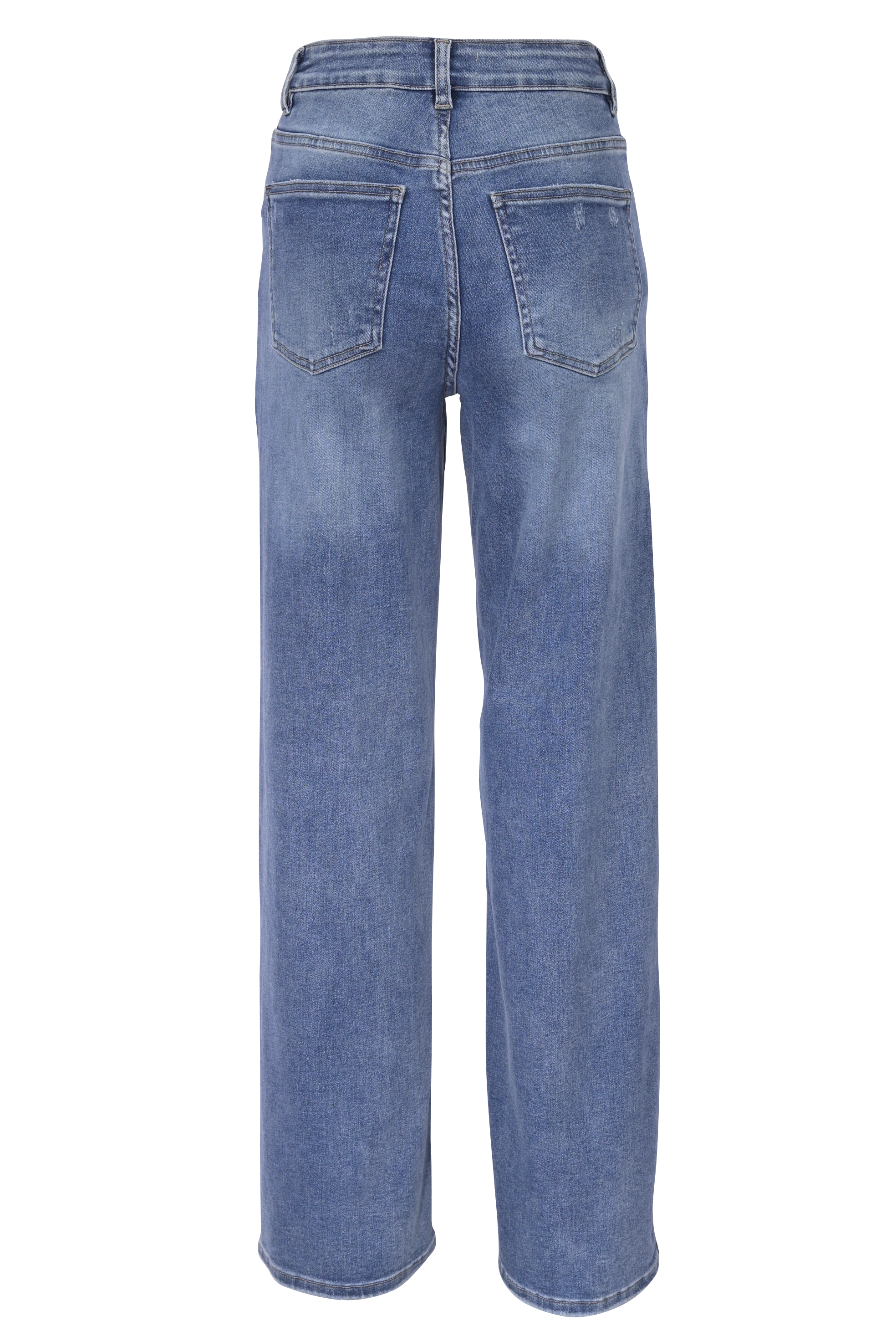 Blue Straight-Leg Jeans – High Waist Fit