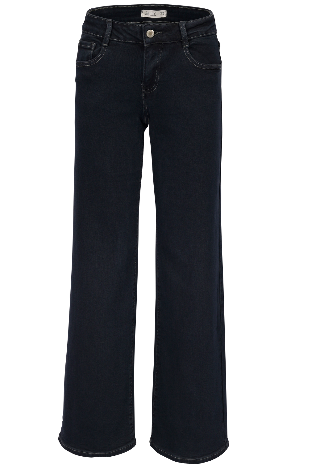 Dark Blue Straight-Leg Jeans – High Waist Fit