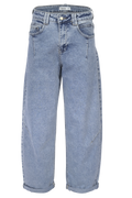 Light Blue Tapered Jeans mit Umschlag – High Waist Fit