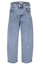 Light Blue Tapered Jeans mit Umschlag – High Waist Fit