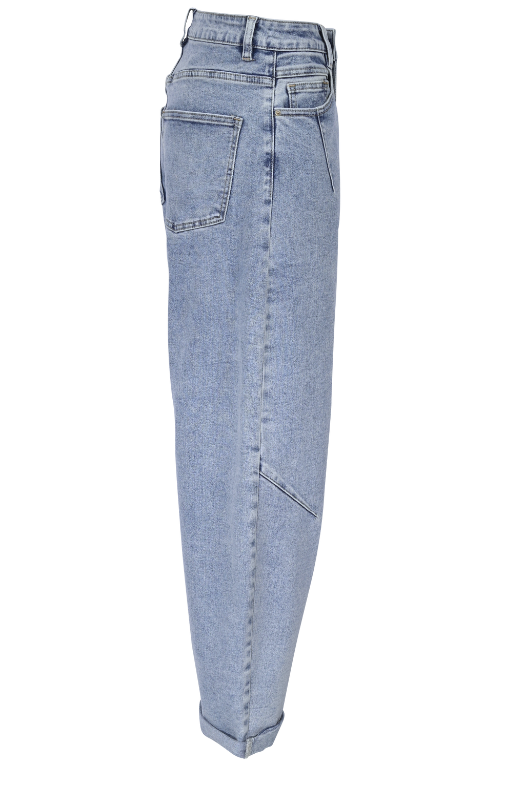 Light Blue Tapered Jeans mit Umschlag – High Waist Fit