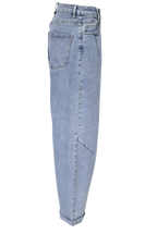 Light Blue Tapered Jeans mit Umschlag – High Waist Fit