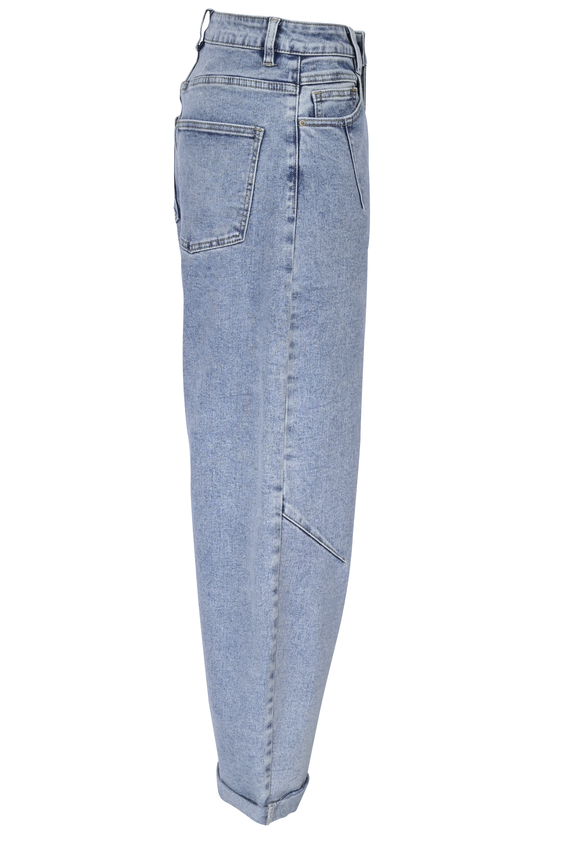 Light Blue Tapered Jeans mit Umschlag – High Waist Fit