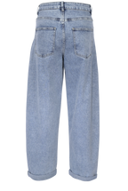 Light Blue Tapered Jeans mit Umschlag – High Waist Fit