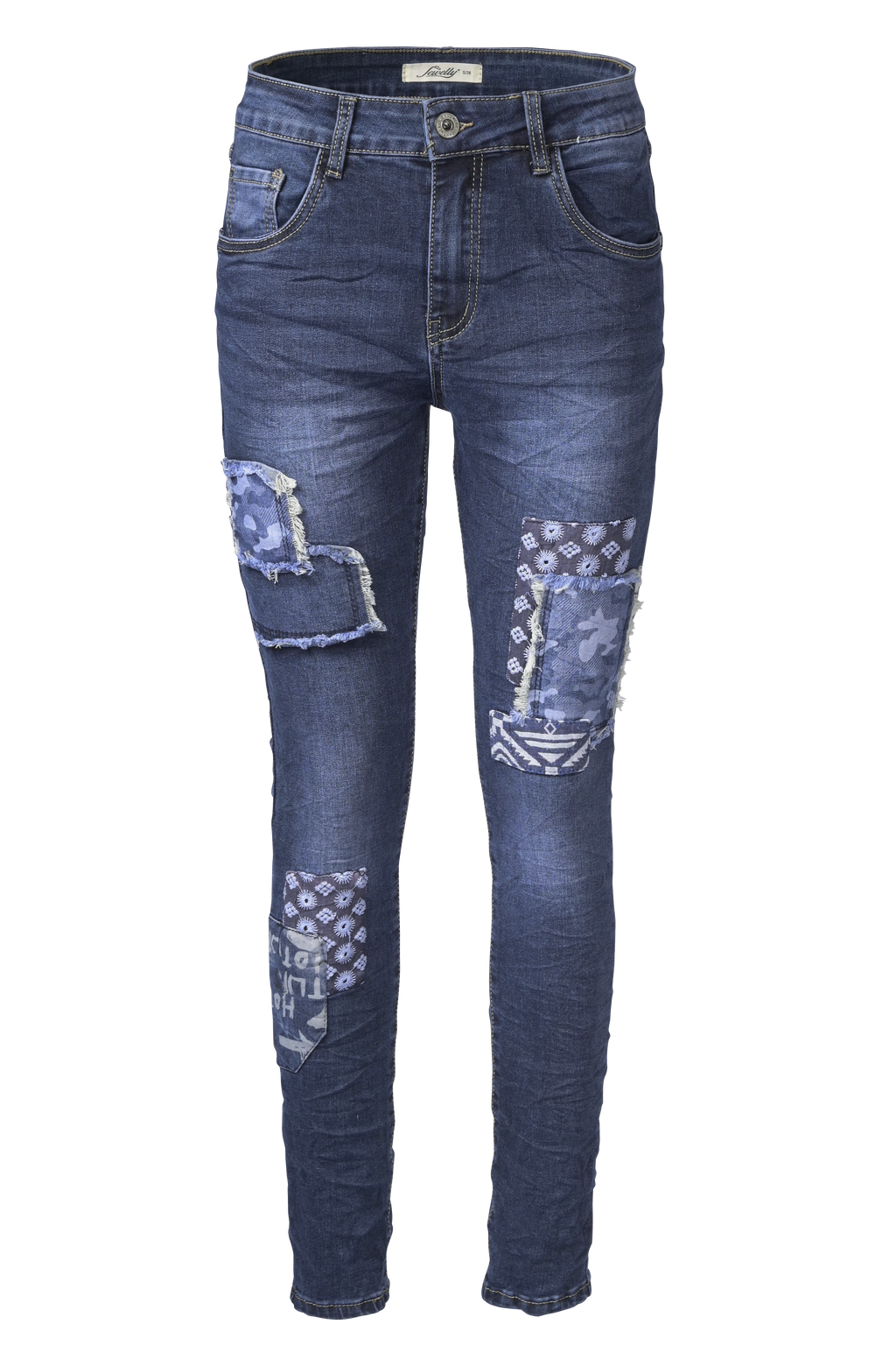 Jewelly Damen Jeans Boyfriend -Cut Patches Aufnäher 7023