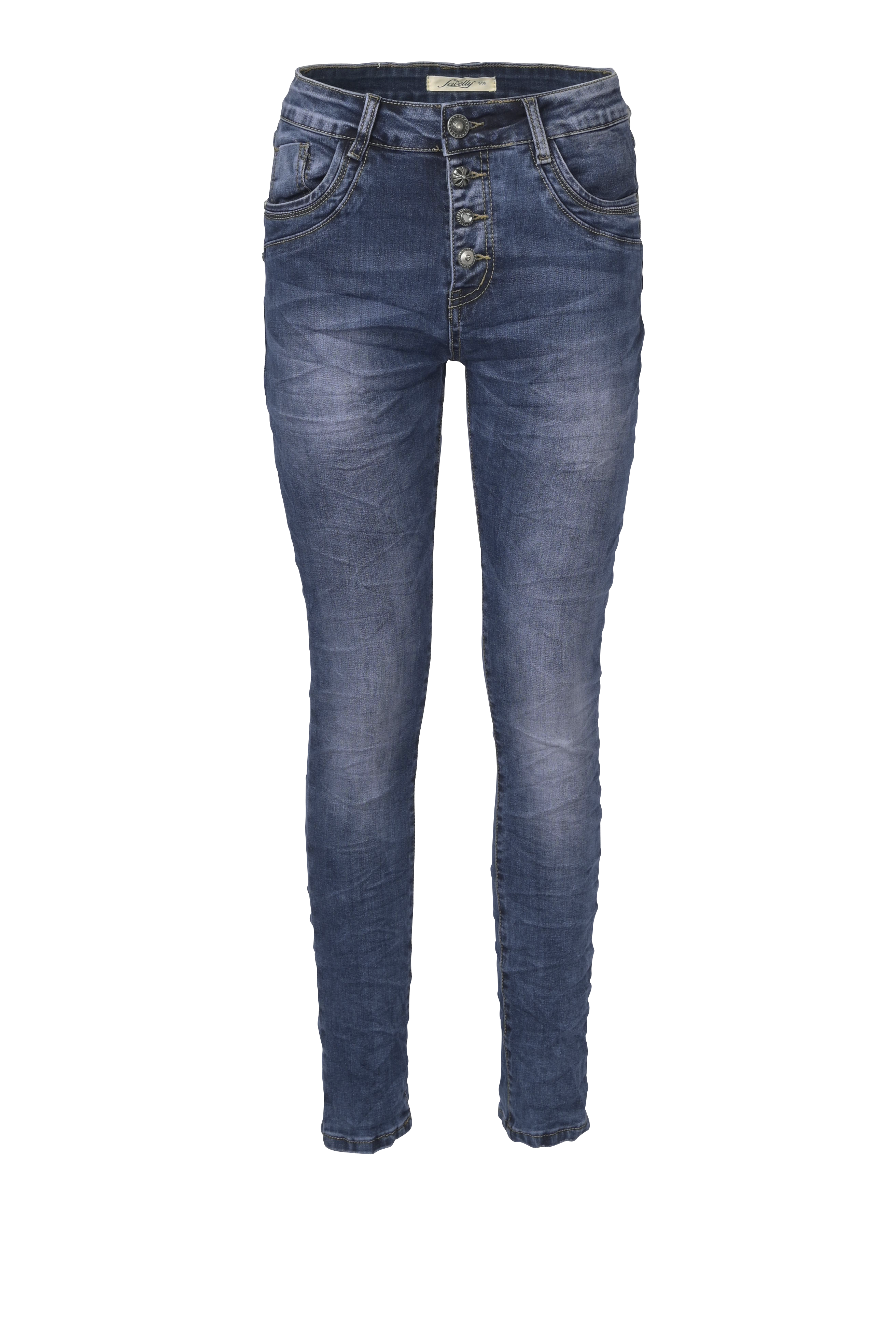 Jewelly Damen Jeans Five-Pocket im Crash-Look 7082