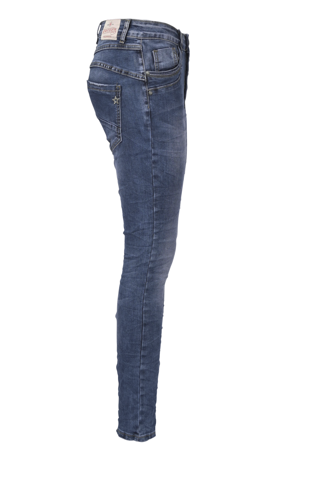 Jewelly Damen Jeans Five-Pocket im Crash-Look 7082