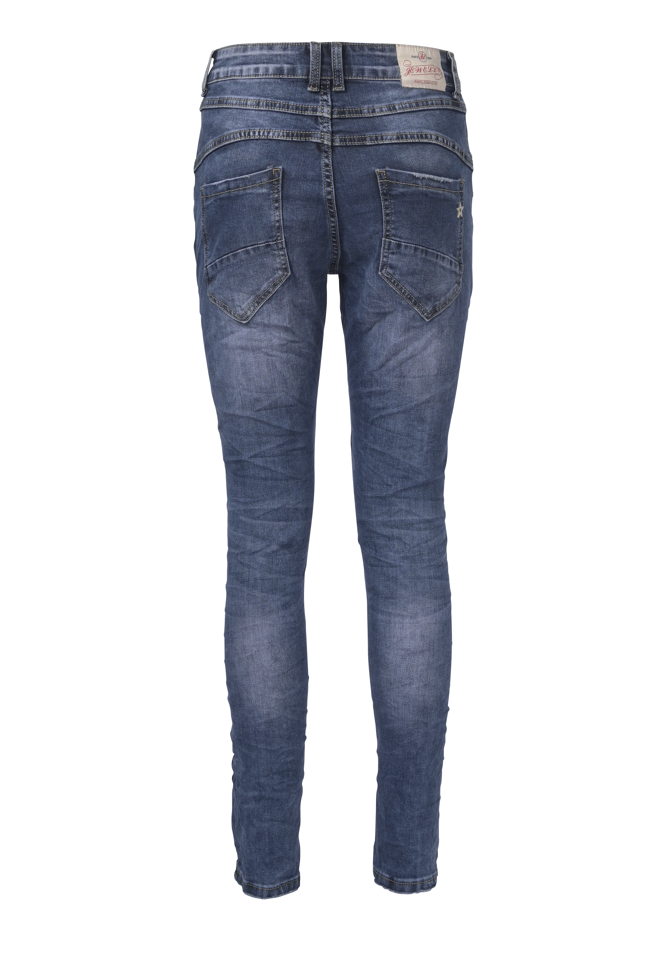 Jewelly Damen Jeans Five-Pocket im Crash-Look 7082
