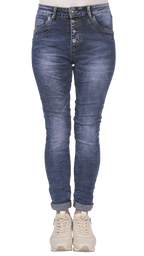 Jewelly Damen Jeans Five-Pocket im Crash-Look 7082