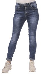 Jewelly Damen Jeans Five-Pocket im Crash-Look 7082