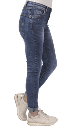 Jewelly Damen Jeans Five-Pocket im Crash-Look 7082