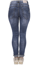 Jewelly Damen Jeans Five-Pocket im Crash-Look 7082