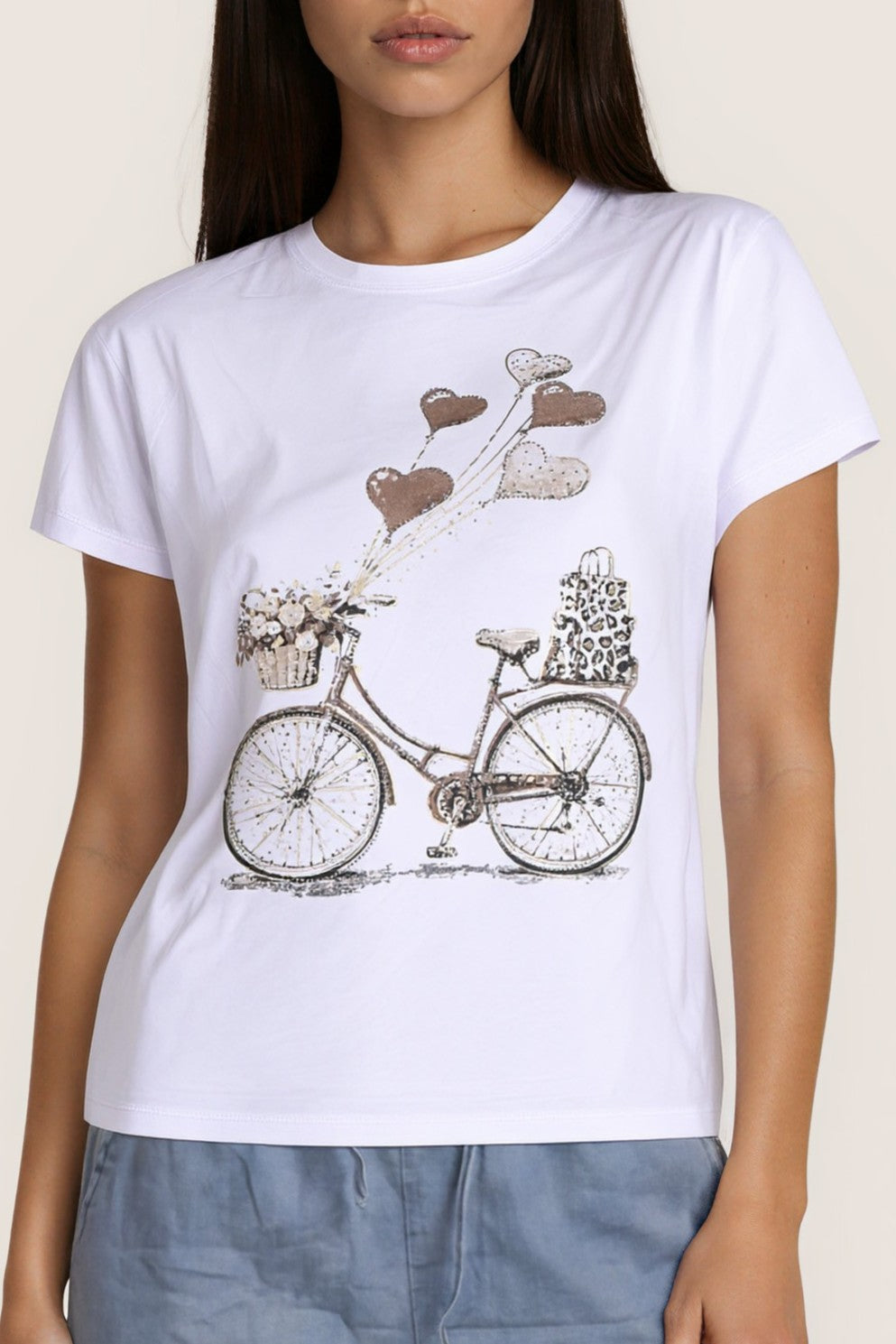 T-Shirt mit Fahrrad-Print & Herzballons