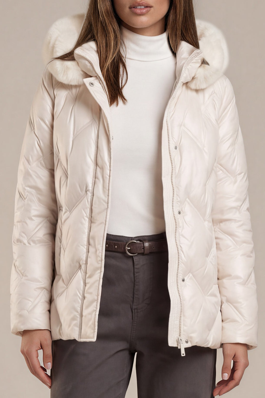 Steppjacke mit Kunstfell-Kapuze