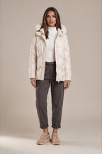 Steppjacke mit Kunstfell-Kapuze