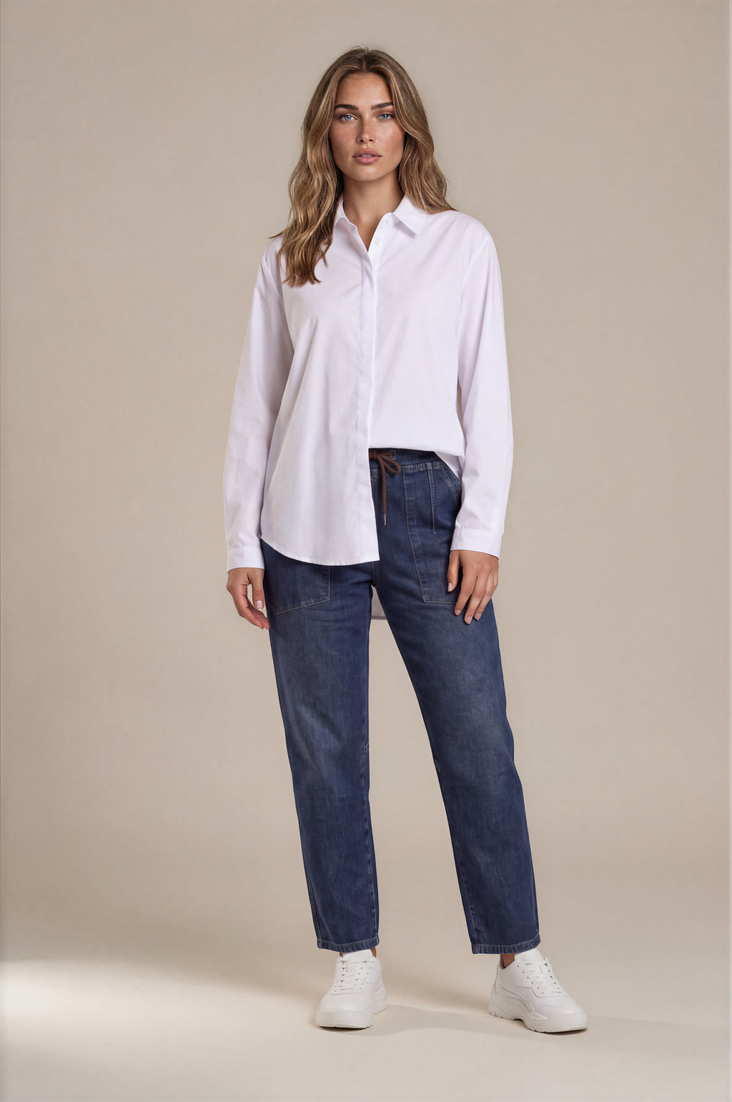 Longbluse mit verdeckter Knopfleiste