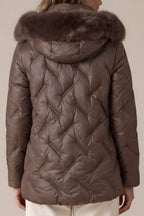 Steppjacke mit Kunstfell-Kapuze