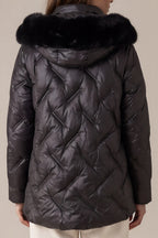 Steppjacke mit Kunstfell-Kapuze