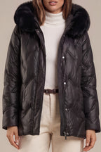 Steppjacke mit Kunstfell-Kapuze