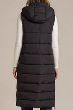 Lange Steppweste mit Kapuze