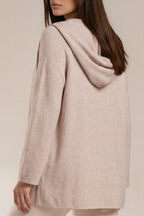 Long-Strickjacke mit Kapuze und Reißverschluss