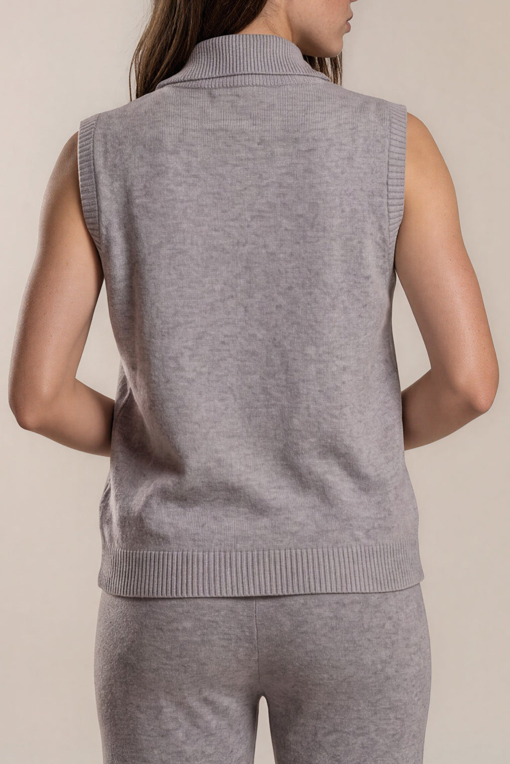 Strickpullover mit Troyerkragen und Reißverschluss